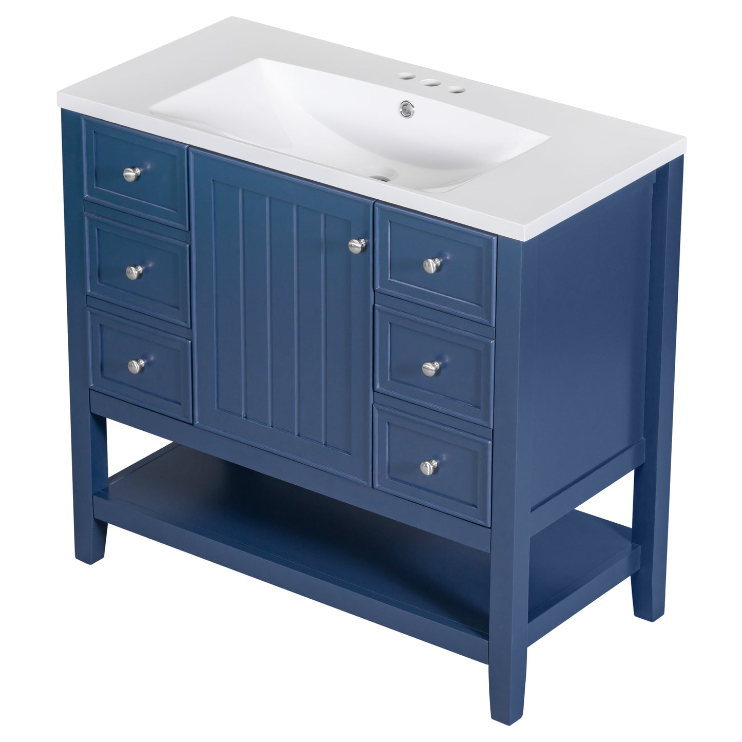 36" Blue Bathroom Vanity with Sink Combo Freestanding