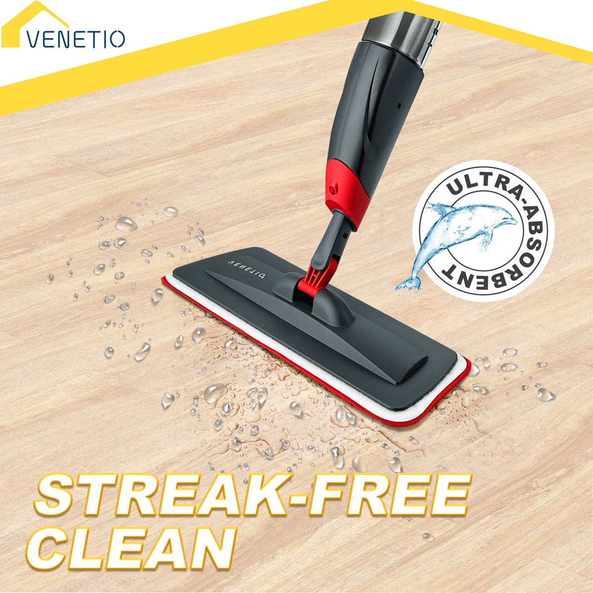VENETIO ProSweep / Premium Microfiber Spray Mop Refills - 16.3 Inch Replacement Cleaning Mop Pads, Pack of 4
