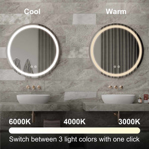 VENETIO 28'' 32'' Round LED Bathroom Vanity Mirror for Wall, Available in Canada