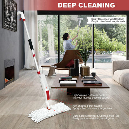 VENETIO Flip Microfiber Spray Mop for Floor Cleaning with Washable Pads and Refillable Sprayer