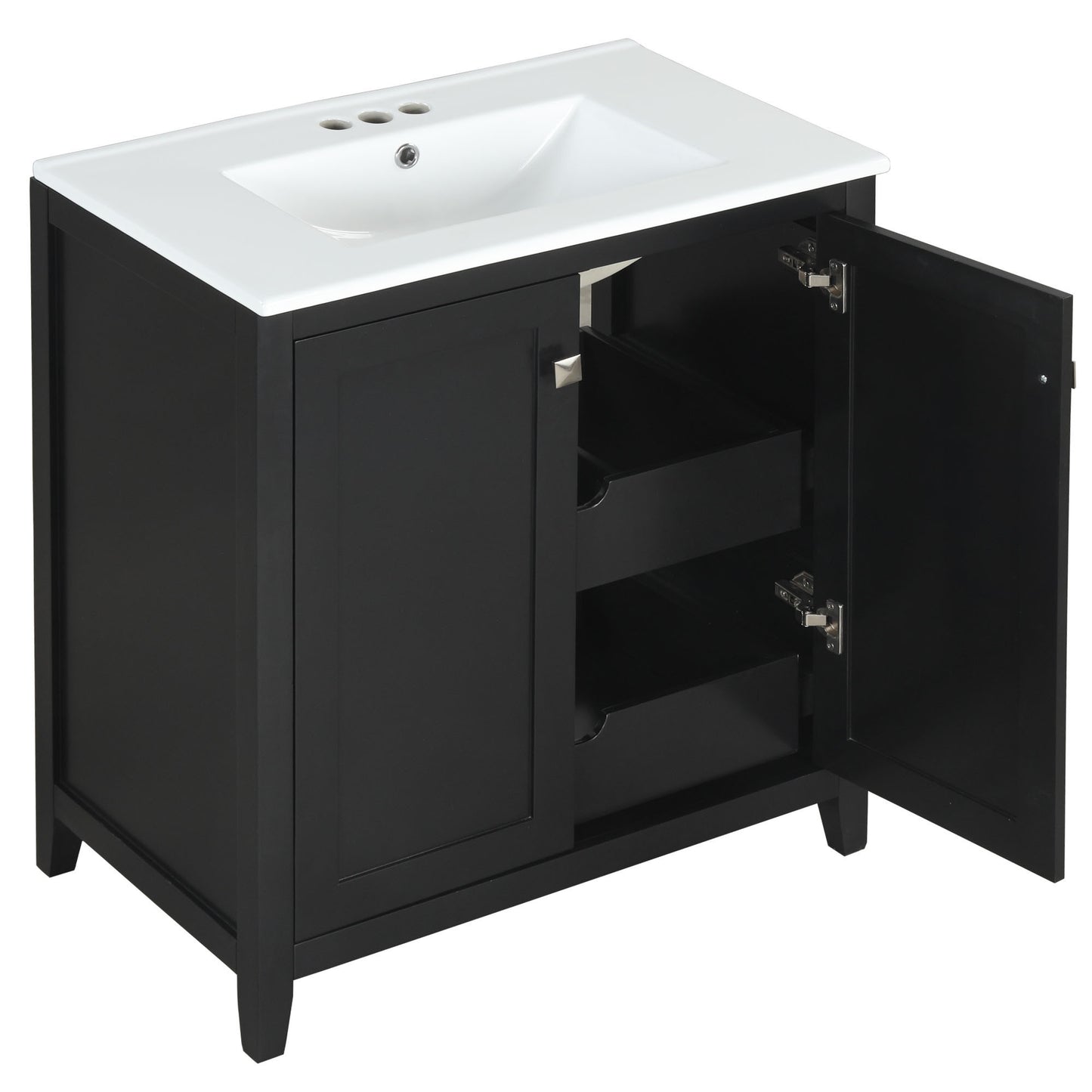 30" Freestanding Bathroom Vanity Combo with Ceramic Sink Shaker Style