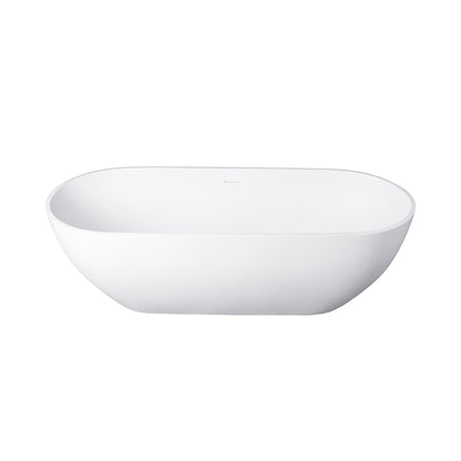 67" Matte White Freestanding Solid Surface Soaking Bathtub