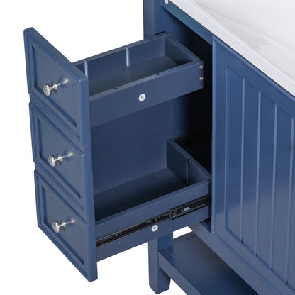 36" Blue Bathroom Vanity with Sink Combo Freestanding