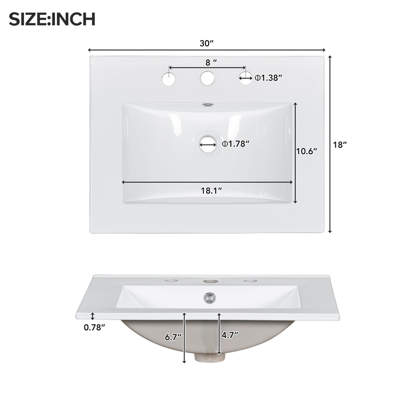 30" Premium Bathroom Vanity with Ceramic Sink Freestanding Ample Storage