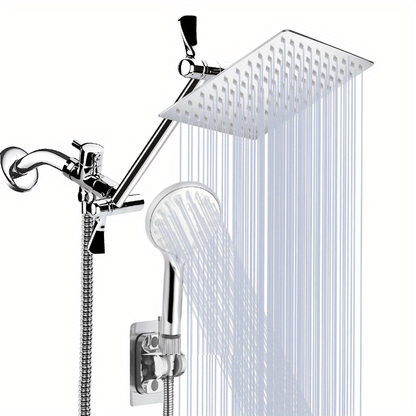 VENETIO 8 High Pressure Rainfall Shower Head & Handheld Combo with 9 Settings, 11 Extension Arm & Adjustable Holder/Hose ➡ BF-00005