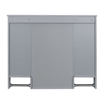 36" Modern Bathroom Vanity with Top Sink and Mirror Cabinet Freestanding