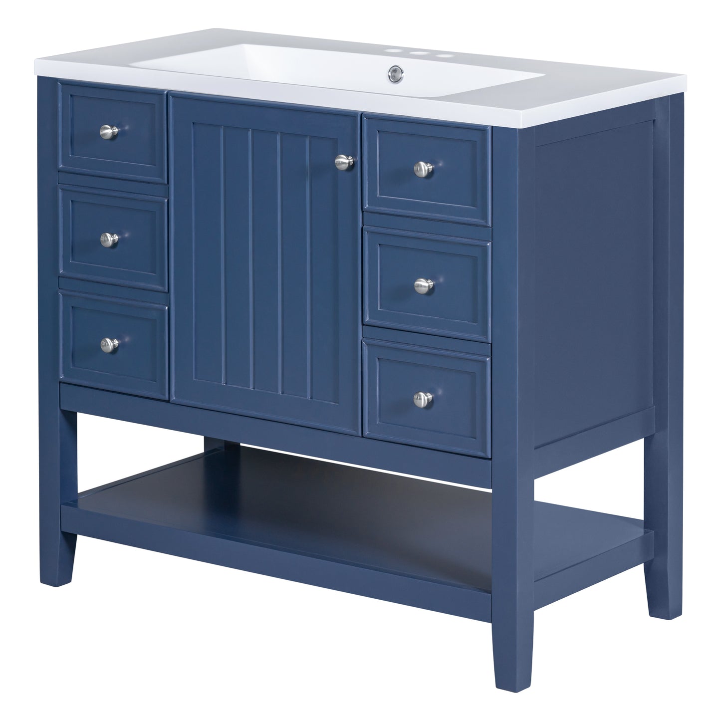 36" Blue Bathroom Vanity with Sink Combo Freestanding