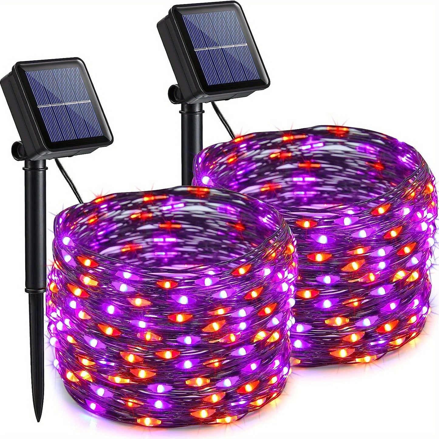 Orange and Purple Halloween Lights Solar Fairy Lights 2 Packs