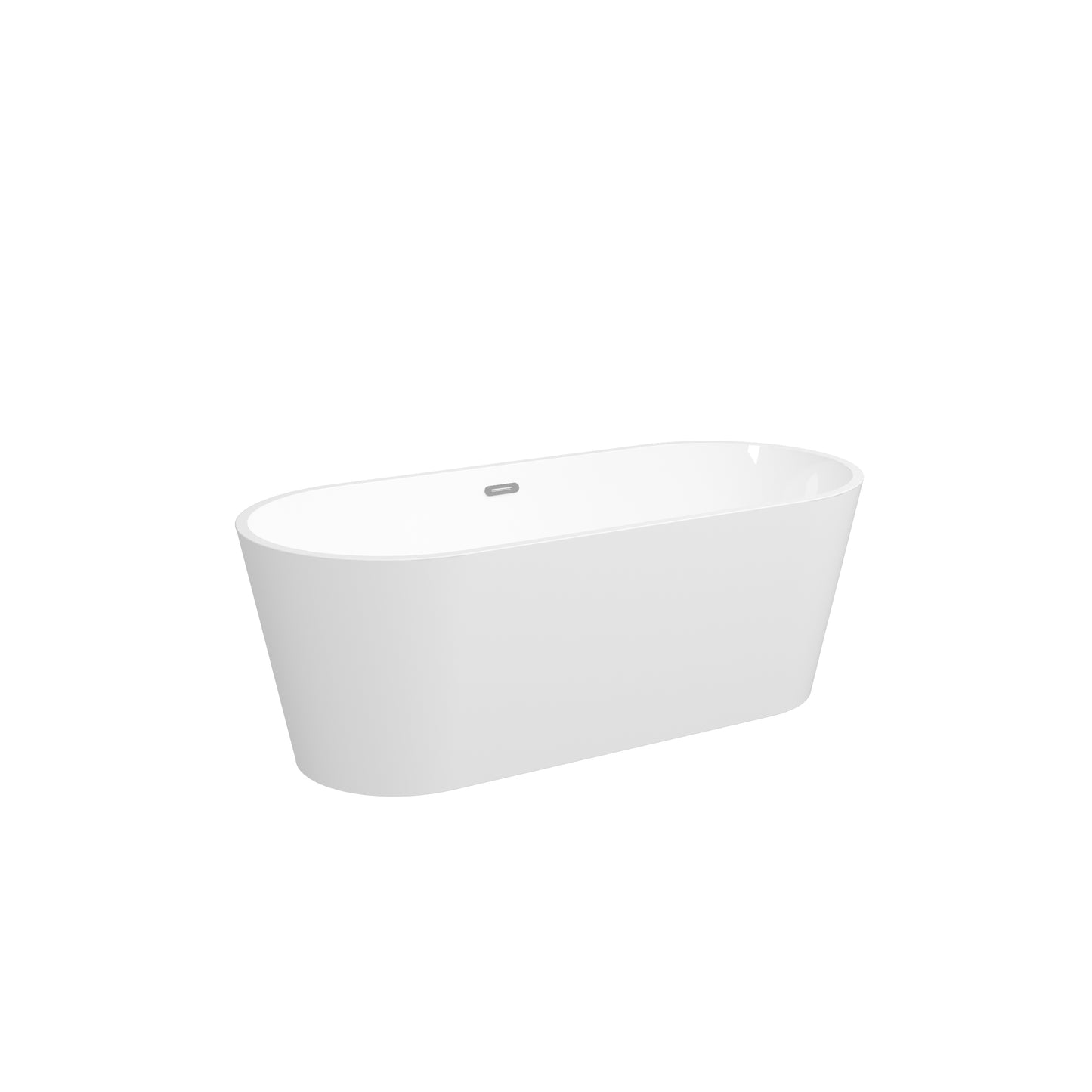 67" Glossy White Acrylic Freestanding Bathtub with Chrome Drain