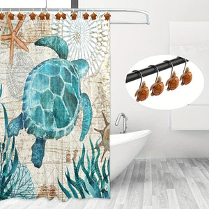 VENETIO 12pcs Adorable Turtle Shower Curtain Hooks - Rust-Proof Decorative Rings for Bathroom Shower Rods & Accessories ➡ SO-00032