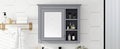 30" x 28" Medicine Cabinet Wall Mounted with Mirror and 3 Open Shelves