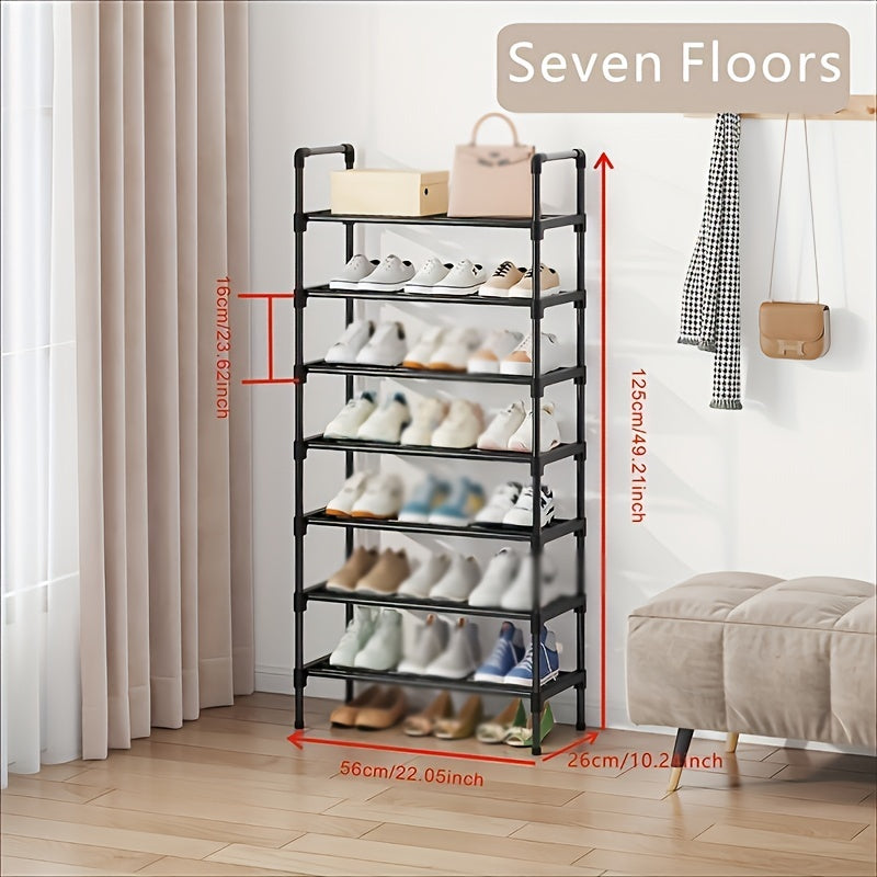 VENETIO Maximize Your Shoe Storage with this Stylish & Stackable Black Metal Shoe Rack - Perfect for Any Room! ➡ SO-00004