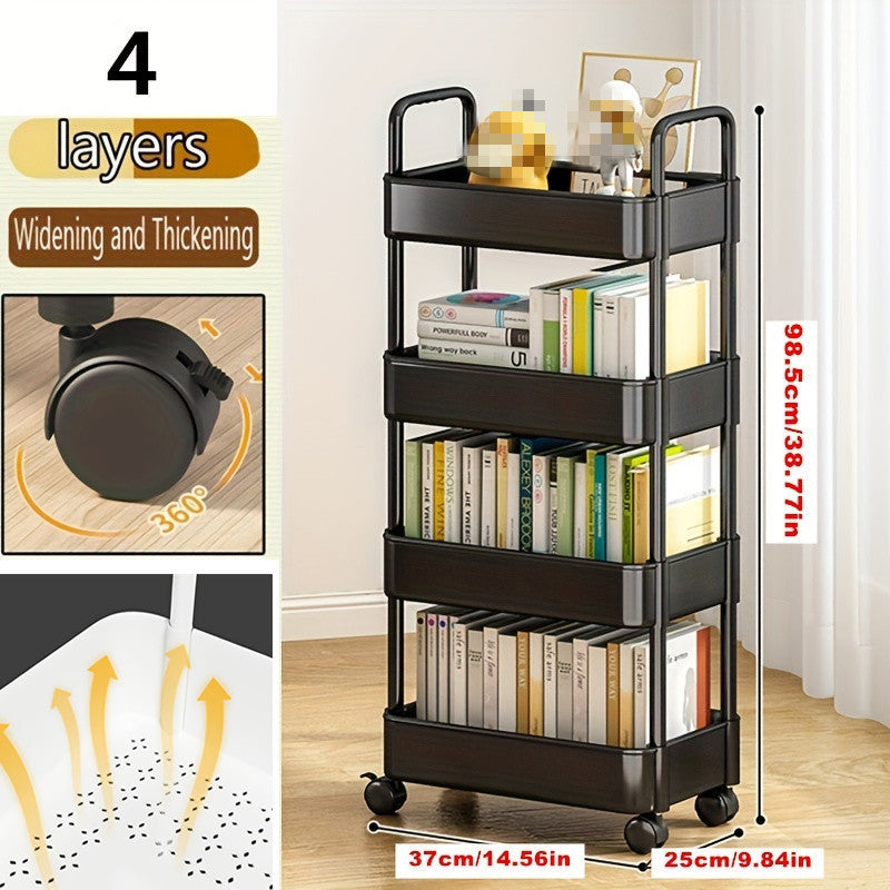 1pc Multi-layer Small Stroller, Toys Snacks Sundries Storage Floor Stand For Living Room, Bedroom Book Shelf, Portable Moving Bathroom Toilet Shower Supplies Storage And Organization Rack With Wheels, Home Furnishing, Organizer Supplies ➡ SO-00038
