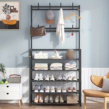 Cargar imagen en el visor de la galería, VENETIO Organize Your Home with this Stylish Metal Entrance Coat Rack - 5 Shelves &amp; 8 Double Hooks! ➡ SO-00022