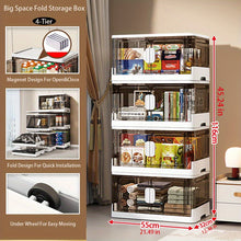 Laden Sie das Bild in den Galerie-Viewer, VENETIO 1set Plastic Transparent Storage Bin, Foldable Large Capacity Storage Box, Stackable Space Saving Storage Organizer Box, Household Storage Container With Magnet Double Open Door, For Clothing/Toys/Food/Books/Stationery/Sundries Storage ➡ SO-00017