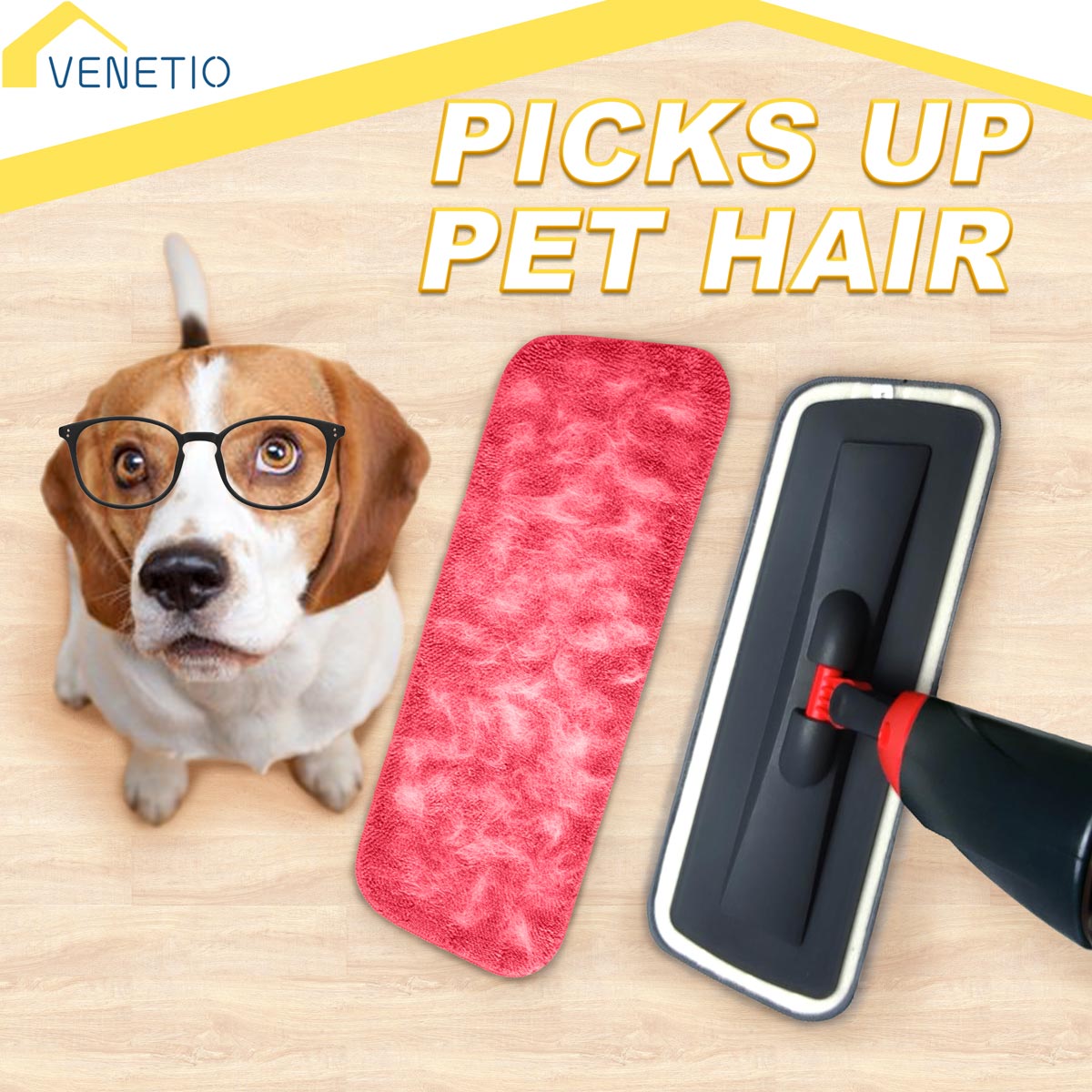 VENETIO ProSweep / Premium Microfiber Spray Mop Refills - 16.3 Inch Replacement Cleaning Mop Pads, Pack of 4