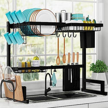 Charger l&#39;image dans la galerie, VENETIO Sakugi White Over The Sink Dish Drying Rack - Adjustable (29.5-35.5in) Drying Rack w/Large Capacity, Space-Saving Dish Rack for Kitchen Counter, 2-Tier Dish Drying Rack, Premium Stainless Steel ➡ SO-00039