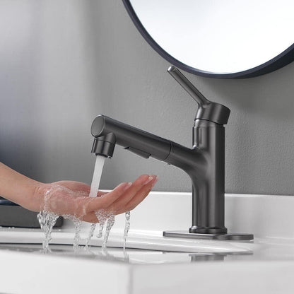 Mopo Pull Out Sprayer Bathroom Faucet Single Handle