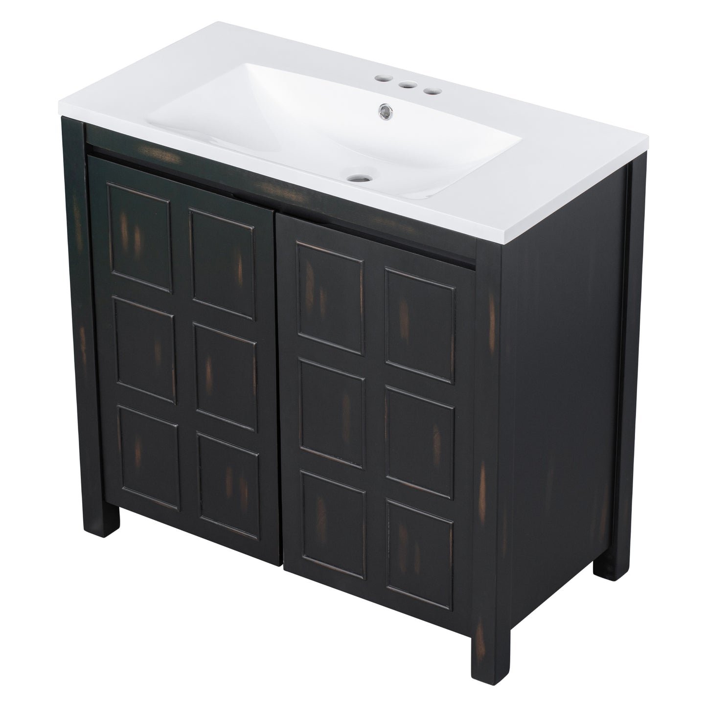 36" Retro Espresso Bathroom Vanity with Sink Combo Freestanding