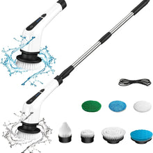 Load image into Gallery viewer, VENETIO Cordless Electric Rotary Brush - 7 Replaceable Brush Heads, 54 Inch Adjustable Handle - Ideal for Bathrooms, Kitchens, Cars, Grooves, and Ceramic Tiles Cleaning ➡ CS-00027