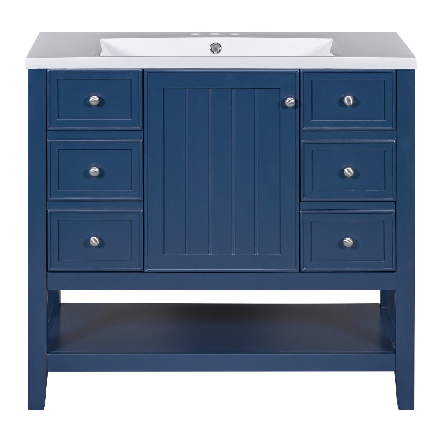 36" Blue Bathroom Vanity with Sink Combo Freestanding