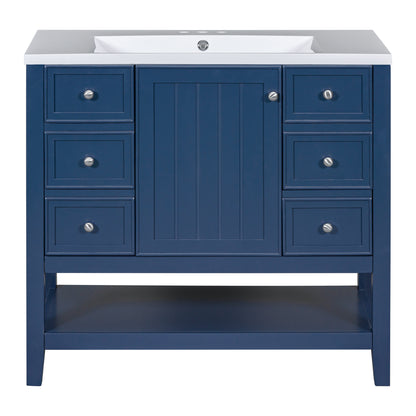 36" Blue Bathroom Vanity with Sink Combo Freestanding