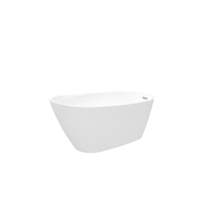 59" Glossy White Acrylic Freestanding Bathtub with Chrome Drain simple style