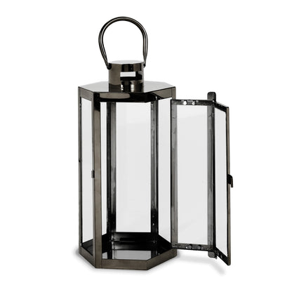 16" Stainless Steel Lantern Black Sliver