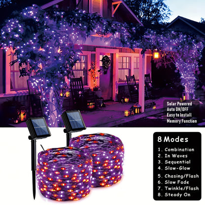 Orange and Purple Halloween Lights Solar Fairy Lights 2 Packs