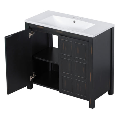 36" Retro Espresso Bathroom Vanity with Sink Combo Freestanding