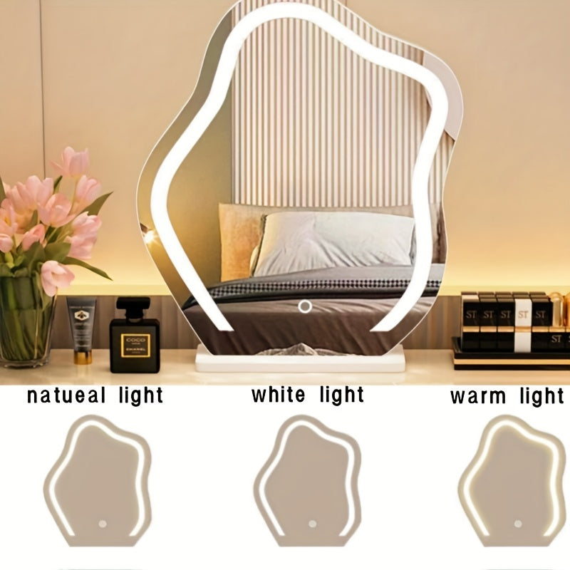 VENETIO Light Up Your Beauty Routine: 1pc Vanity Mirror With LED Light, High-Definition Desktop Mirror and 3 Adjustable Lighting Modes ➡ B-00001