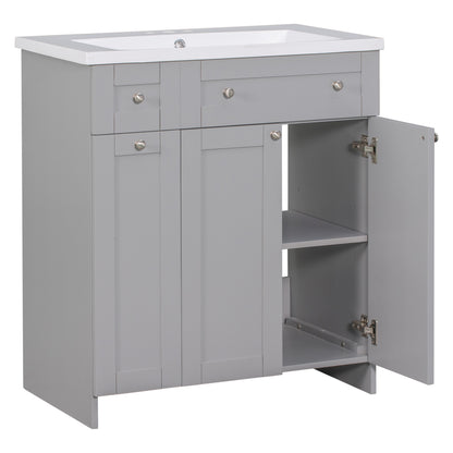 30" Grey Bathroom Vanity with Single Sink Freestanding Combo Cabinet