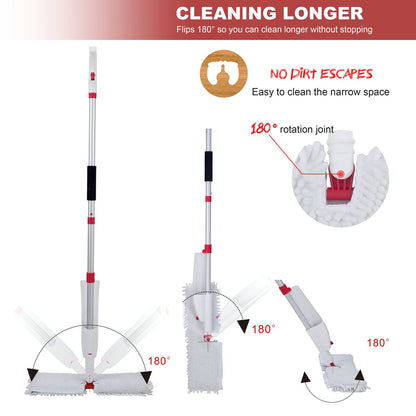 VENETIO Flip Microfiber Spray Mop for Floor Cleaning with Washable Pads and Refillable Sprayer