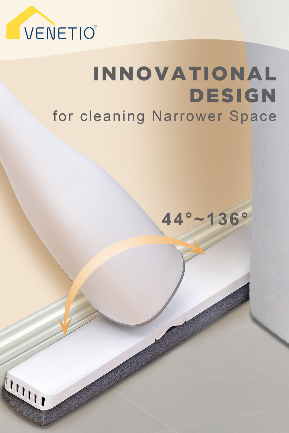 VENETIO Roller Sponge Mop for Floor Cleaning with 3 Biodegradable PU Mop Heads