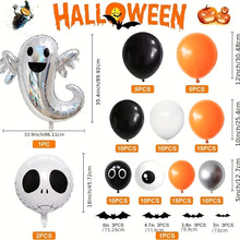 Load image into Gallery viewer, VENEITO Halloween Balloon Garland Kit with 105pcs Orange and Black Balloons, Featuring Ghost Skull Designs – Perfect for Nightmare Before Christmas, Day of the Dead, and More ➡ OD-00018