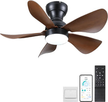 Charger l&#39;image dans la galerie, VENETIO Ceiling Fans with Lights and Remote Control, 30 inch Low Profile Ceiling Fans with 5 Reversible Blades 3 Colors Dimmable 6 Speeds Ceiling Fan for Bedroom Living Room Dining Room, Black ➡ B-00011