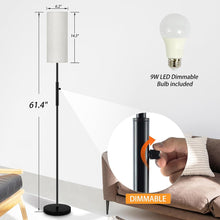 Laden Sie das Bild in den Galerie-Viewer, VENETIO Floor Lamps for Living Room, Modern Standing Lamp, Minimalist Pole Lamp, Stepless Dimmable 9W Bulb Included, Tall Lamp with Linen Shade, Lamps for Bedroom, Office, Kids Room, Reading Light ➡ B-00010