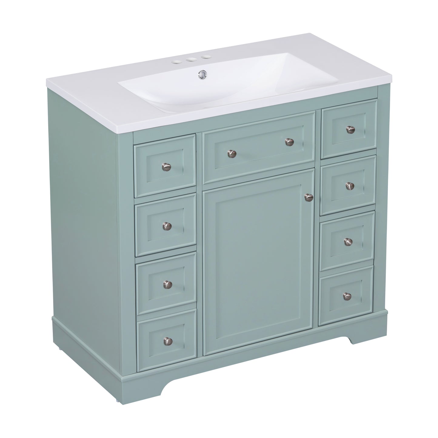 36" Green Bathroom Vanity with Sink Combo Freestanding