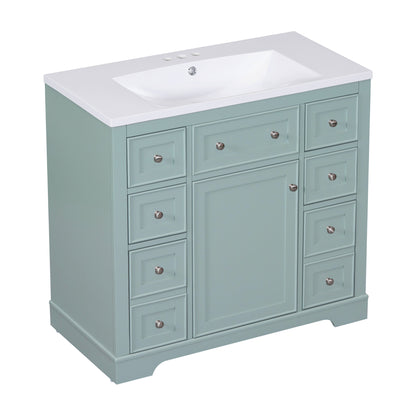 36" Green Bathroom Vanity with Sink Combo Freestanding