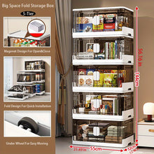 Load image into Gallery viewer, VENETIO 1set Plastic Transparent Storage Bin, Foldable Large Capacity Storage Box, Stackable Space Saving Storage Organizer Box, Household Storage Container With Magnet Double Open Door, For Clothing/Toys/Food/Books/Stationery/Sundries Storage ➡ SO-00017