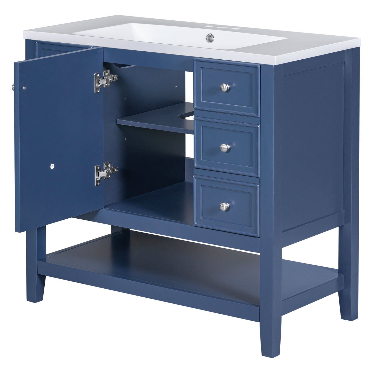 36" Blue Bathroom Vanity with Sink Combo Freestanding