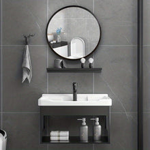 Laden Sie das Bild in den Galerie-Viewer, VENETIO Modern Black Round Mirror - The Perfect Wall Decor for Your Bathroom, Living Room, Bedroom &amp; More! ➡ BF-00011