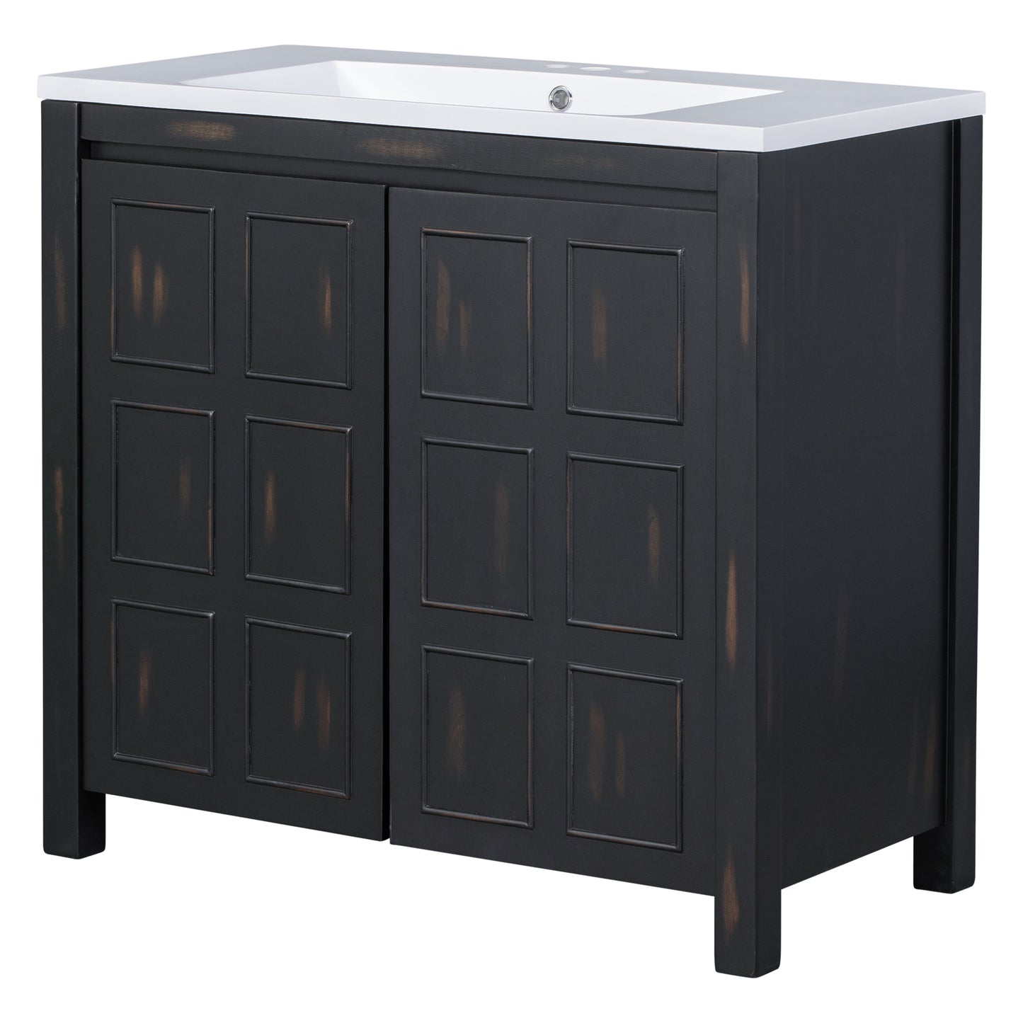 36" Retro Espresso Bathroom Vanity with Sink Combo Freestanding