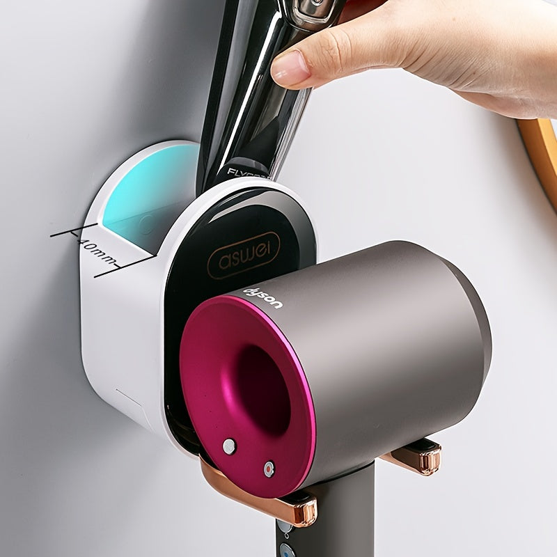 VENETIO 1pc Hair Dryer Shelf: Electric Blow Dryer Storage Rack with No Punch, Traceless Nail-Free Installation for Bathroom Toilet ➡ SO-00034