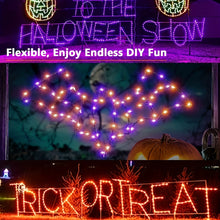 Laden Sie das Bild in den Galerie-Viewer, VENETIO 2-Pack Halloween Lights - 39.37ft Purple Solar Lights with 120 LEDs, 8 Modes for Halloween Party DIY Decor, Includes Twinkle Orange String Lights ➡ OD-00002