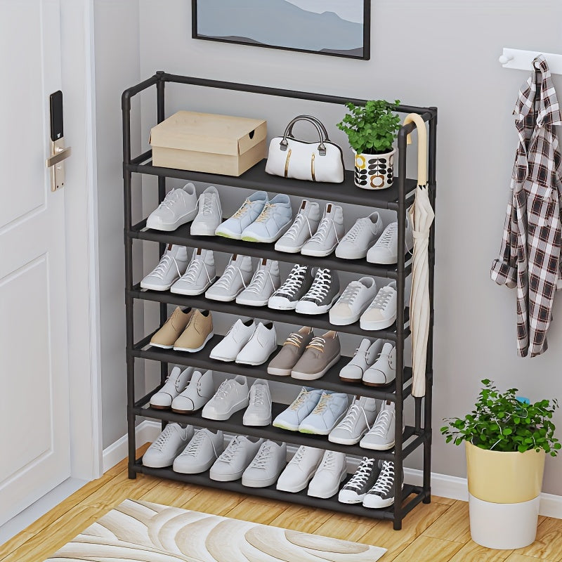 1pc, 6-Tier Large Capacity Shoe Rack For More Than 20 Pairs Shoe, With Topper Storage Shelf, Plastic Shoe Rack For Living Room Entrance Dormitory, Space Saving Organizer ➡ SO-00014