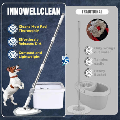 VENETIO Innowellclean Dirty Separation Triangle Spin Mop for Floor Cleaning (2 Pads)