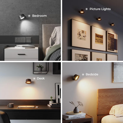 VENETIO Wall Lights, LED Wall Sconces Set of 2 with 3200mAh Rechargeable Battery 3 Color Temperatures and Brightness Dimmable Touch and Remote Control,Cordless Wall Mounted Reading Lamp Light for Bedside Home ➡ B-00009
