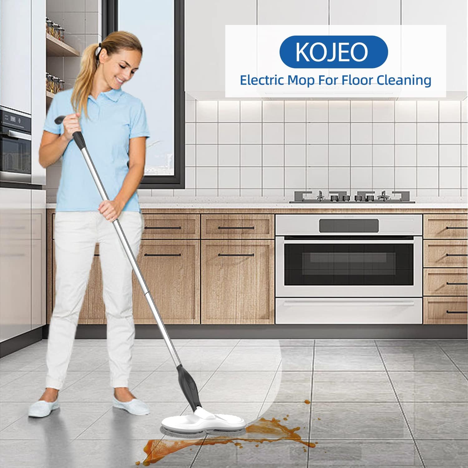 VENETIO PowerScrub Electric Mop for Floor Cleaning, As Seen On TV, Cordless Spin Mopper Motorised Mops for Hardwood Tile Laminate Floor Daily Light Cleaning, Six PCS Replacement Mop Pads ➡ CS-00033