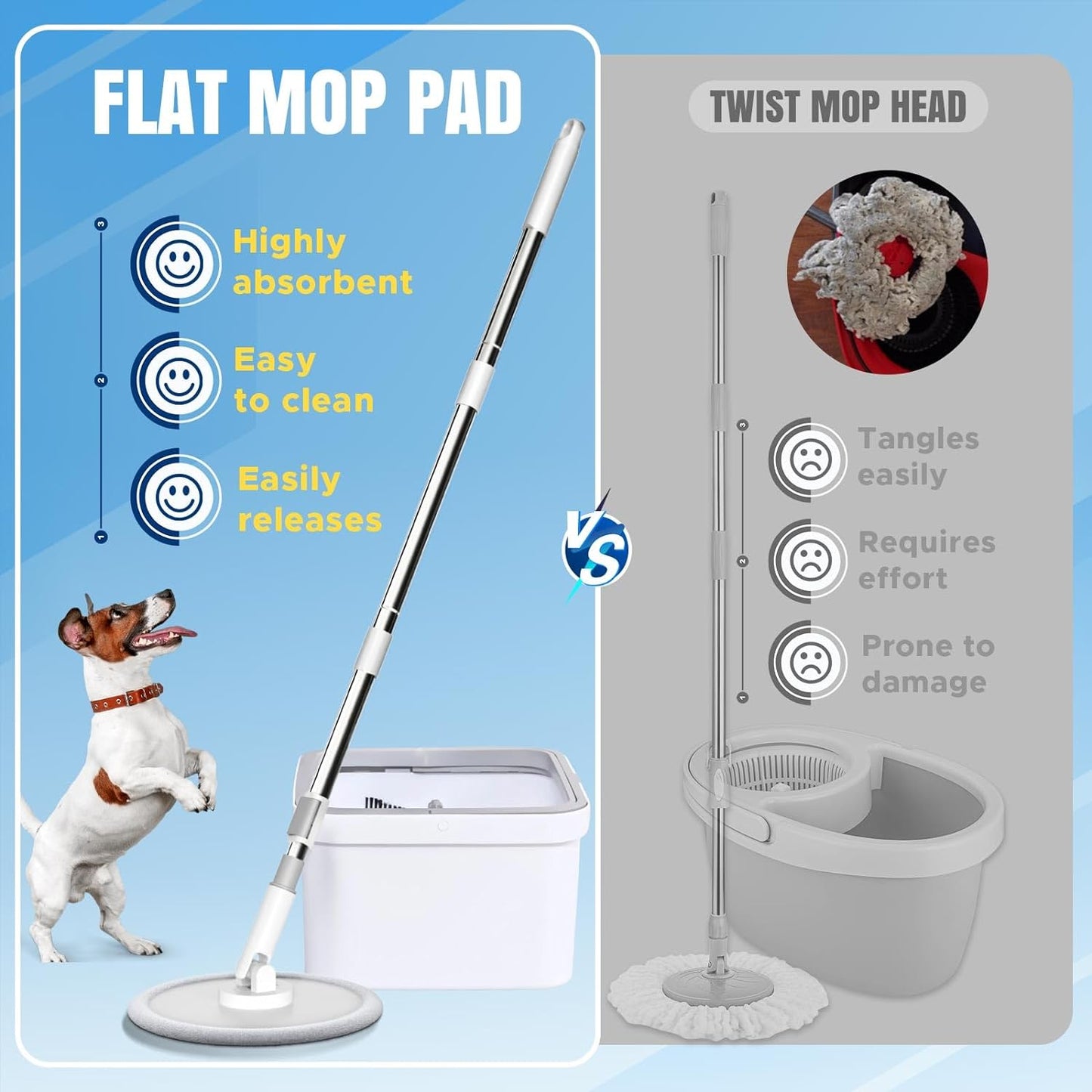 Dirty Separation Spin Mop and Bucket Set with Self Wringing Spinner